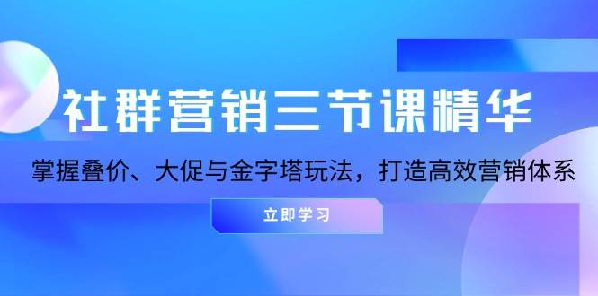社群营销三节课精华：掌握叠价、大促与金字塔玩法，打造高效营销体系-立业有术