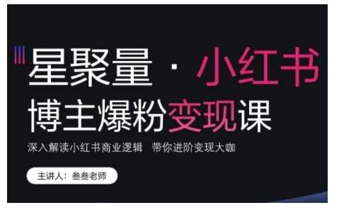 小红书博主爆粉变现课，深入解读小红书商业逻辑，带你进阶变现大咖-立业有术