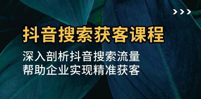 抖音搜索获客课程：深入剖析抖音搜索流量，帮助企业实现精准获客-立业有术