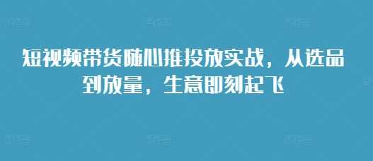 短视频带货随心推投放实战，从选品到放量，生意即刻起飞-立业有术