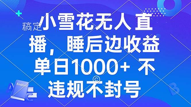 （13491期）小雪花无人直播 睡后收益单日1000+ 零粉丝新号开播 不违规 看完就会-立业有术