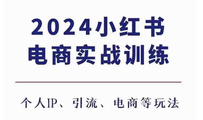 2024小红书电商3.0实战训练，包含个人IP、引流、电商等玩法-立业有术
