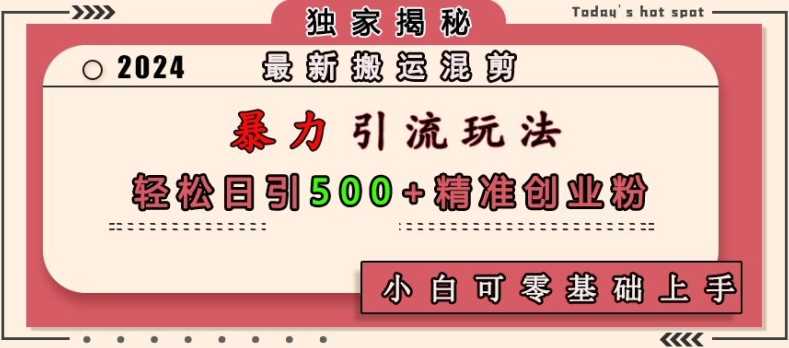 最新搬运混剪暴力引流玩法，轻松日引500+精准创业粉，小白可零基础上手-立业有术