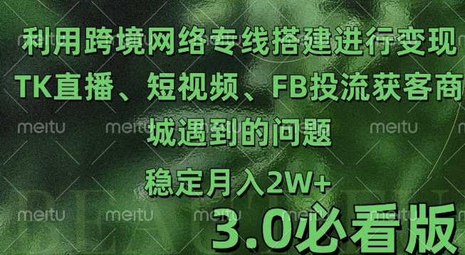 利用跨境电商网络及搭建TK直播、短视频、FB投流获客以及商城遇到的问题进行变现3.0必看版【揭秘】-立业有术