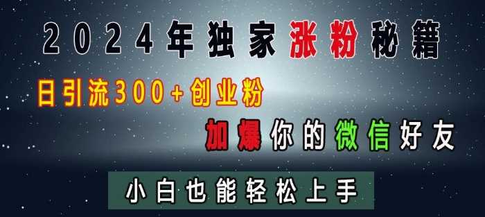 2024年独家涨粉秘籍，日引流300+创业粉，加爆你的微信好友，小白也能轻松上手-立业有术