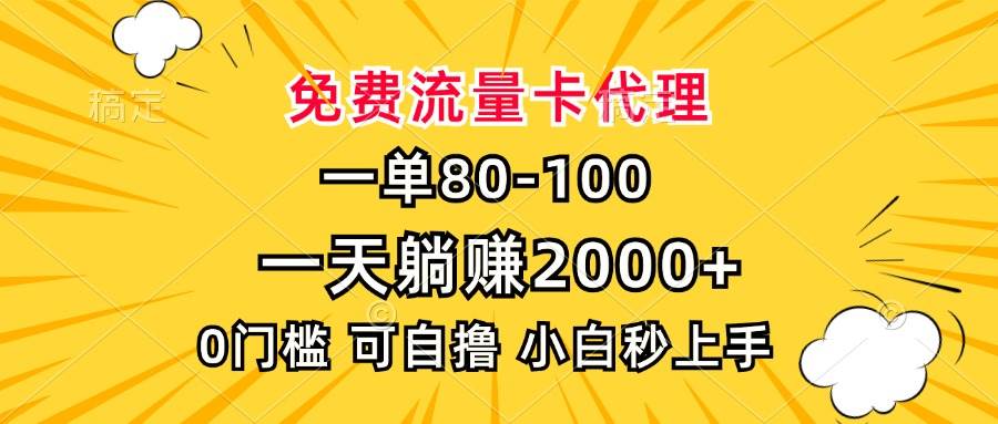 （13551期）一单80，免费流量卡代理，一天躺赚2000+，0门槛，小白也能轻松上手-立业有术