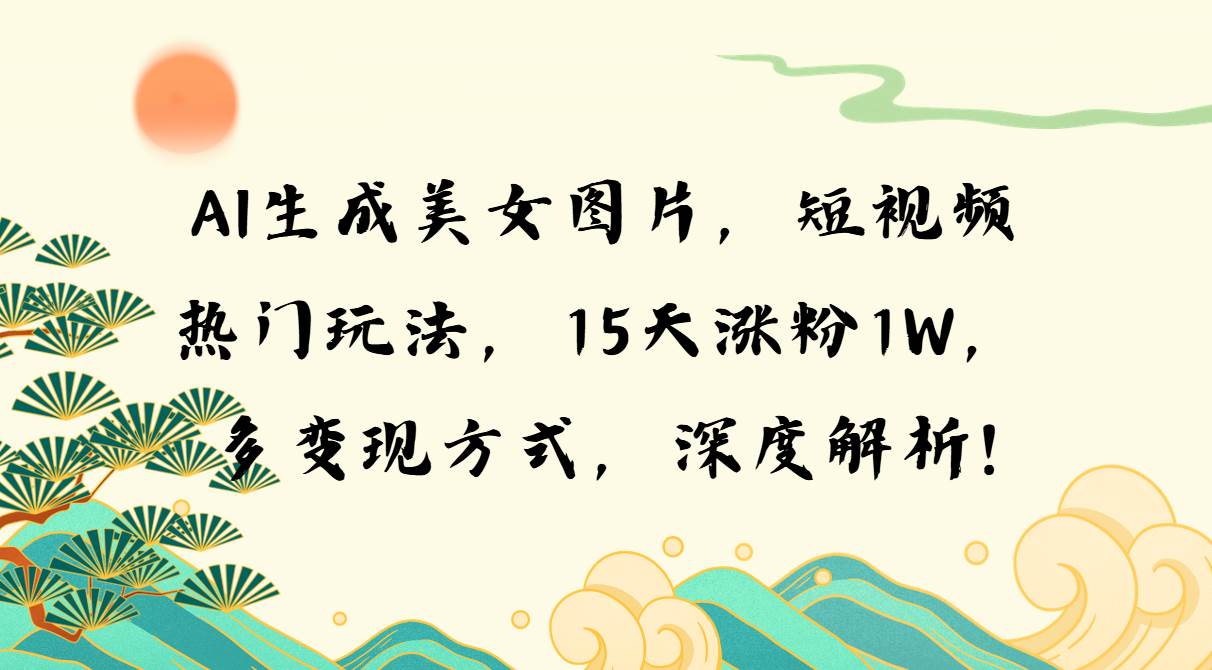 （13581期）AI生成美女图片，短视频热门玩法，15天涨粉1W，多变现方式，深度解析!-立业有术
