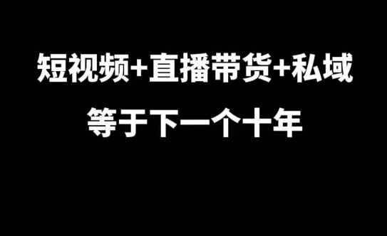 短视频+直播带货+私域等于下一个十年，大佬7年实战经验总结-立业有术