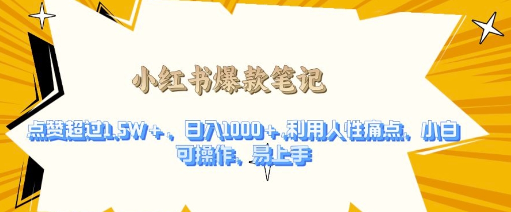 利用人性的痛点，打造爆款笔记，获得点赞超过1.5W+，日入1k【揭秘】-立业有术