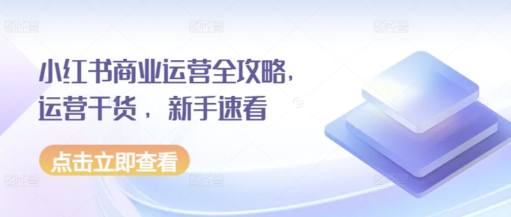 小红书商业运营全攻略，运营干货 ，新手速看-立业有术