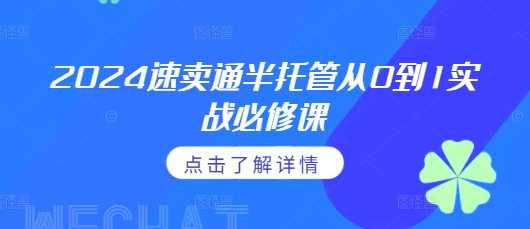2024速卖通半托管从0到1实战必修课，掌握通投广告打法、熟悉速卖通半托管的政策细节-立业有术