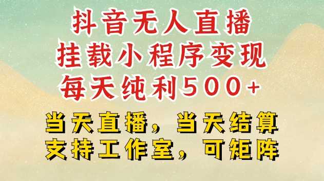 抖音无人直播挂载小程序变现每天纯利500+当天直播，当天结算支持工作室，可矩阵【揭秘】-立业有术