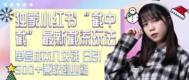 最新小红书截流玩法 独家截中截 单号成本几块钱 日引500+CY粉JZ粉-立业有术