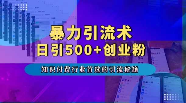 暴力引流术，专业知识付费行业首选的引流秘籍，一天暴流500+创业粉，五个手机流量接不完!-立业有术