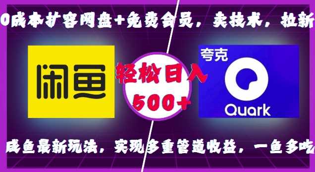 0成本扩容网盘+免费会员，卖技术，拉新，咸鱼最新玩法，实现多重管道收益，一鱼多吃，轻松日入500+-立业有术