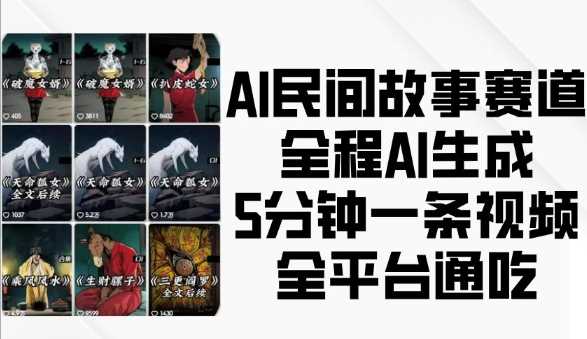 AI民间故事赛道，全程AI生成5分钟一条视频，全平台通吃-立业有术