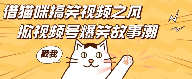 借猫咪搞笑视频之风，掀视频号爆笑故事潮，轻松日入四位数，无门槛快速入门!-立业有术