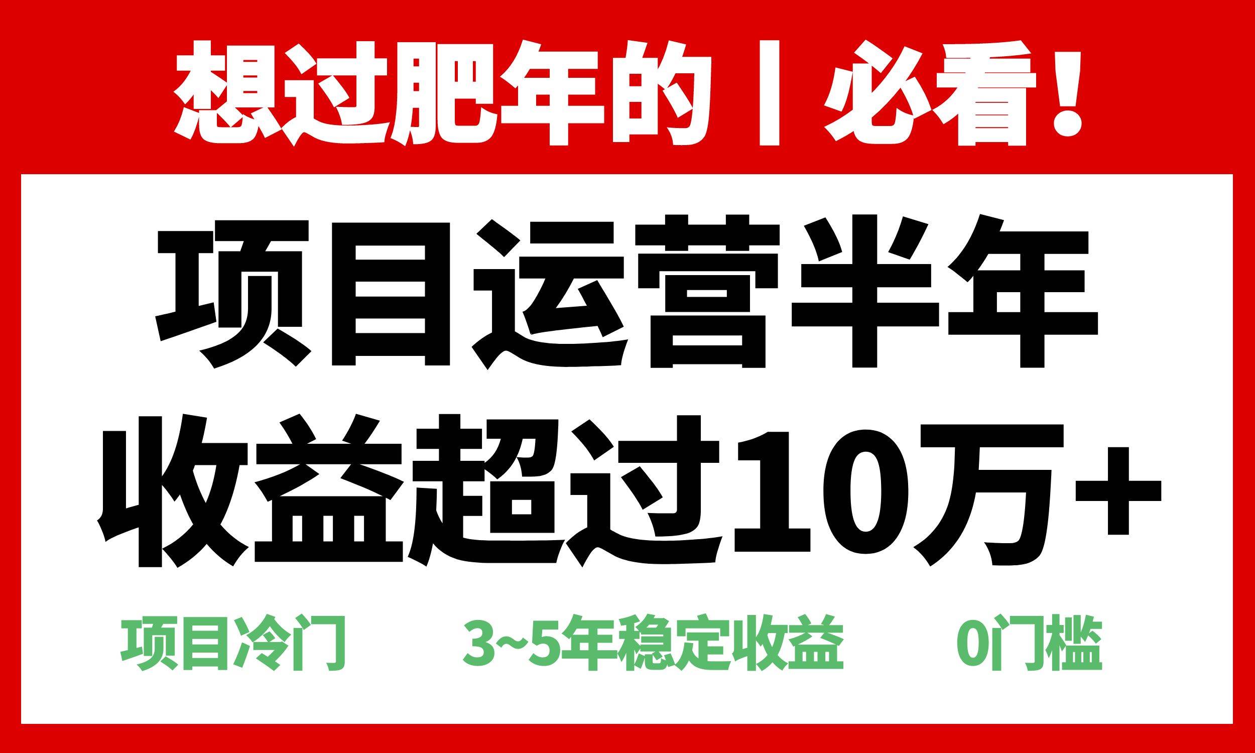 （13663期）年前过肥年的必看的超冷门项目，半年收益超过10万+，-立业有术