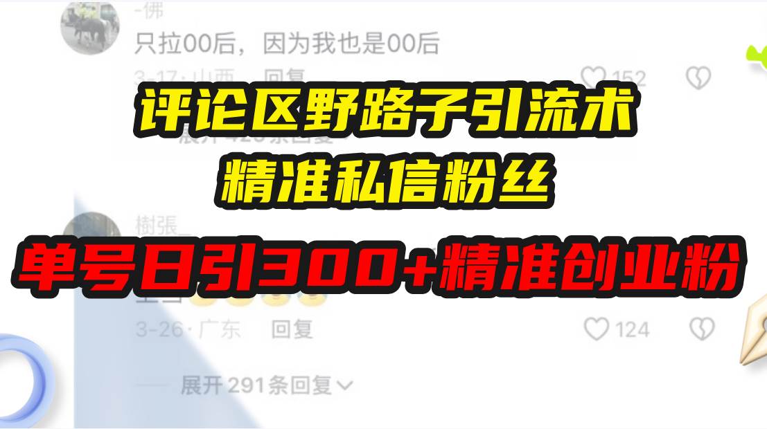 （13676期）评论区野路子引流术，精准私信粉丝，单号日引流300+精准创业粉-立业有术