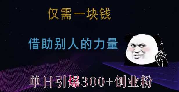 仅需一块钱，借助别人的力量，单日引爆300+创业粉、兼职粉【揭秘】-立业有术