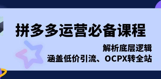 （13700期）拼多多运营必备课程，解析底层逻辑，涵盖低价引流、OCPX转全站-立业有术