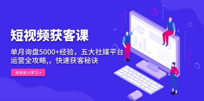 （13715期）短视频获客课，单月询盘5000+经验，五大社媒平台运营全攻略,，快速获客…-立业有术