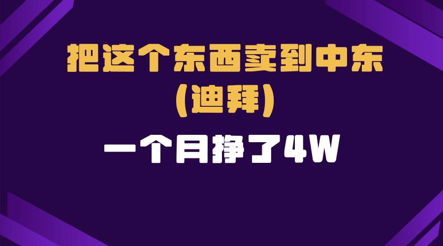（13740期）跨境电商一个人在家把货卖到迪拜，暴力项目拆解-立业有术