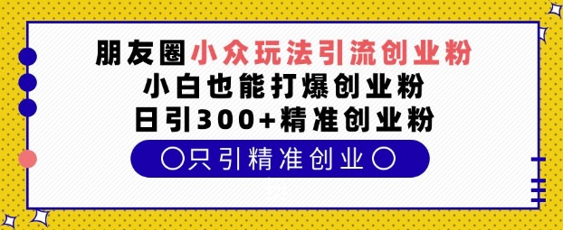 朋友圈小众玩法引流创业粉，小白也能打爆创业粉，日引300+精准创业粉【揭秘】-立业有术