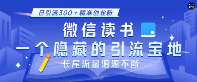 微信读书，一个隐藏的引流宝地，不为人知的小众打法，日引流300+精准创业粉，长尾流量源源不断-立业有术