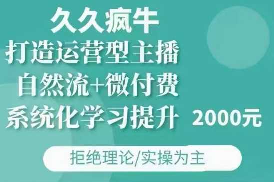 久久疯牛·自然流+微付费(12月23更新)打造运营型主播，包11月+12月-立业有术