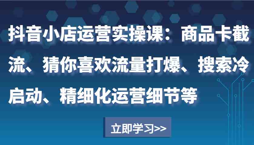 抖音小店运营实操课：商品卡截流、猜你喜欢流量打爆、搜索冷启动、精细化运营细节等-立业有术