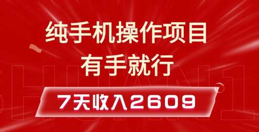 纯手机操作的小项目，有手就能做，7天收入2609+实操教程【揭秘】-立业有术