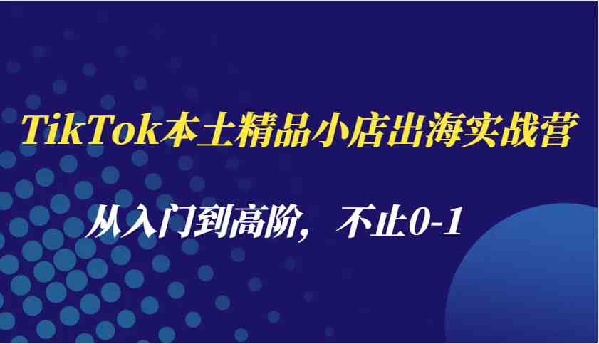 TikTok本土精品小店出海实战营，从入门到高阶，不止0-1-立业有术