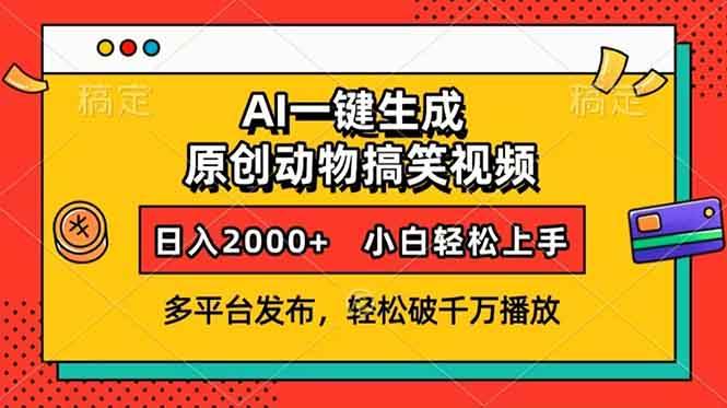 （13855期）AI一键生成动物搞笑视频，多平台发布，轻松破千万播放，日入2000+，小…-立业有术