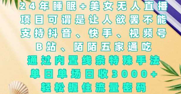 2024年睡眠+美女无人直播，通过内置线条特殊手法，单场日收3k+，轻松握住流量密码【揭秘】-立业有术