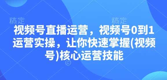 视频号直播运营，视频号0到1运营实操，让你快速掌握(视频号)核心运营技能-立业有术