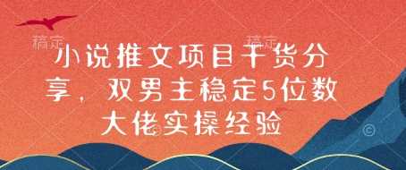 小说推文项目干货分享，双男主稳定5位数大佬实操经验-立业有术