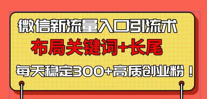（13897期）微信新流量入口引流术，布局关键词+长尾，每天稳定300+高质创业粉！-立业有术