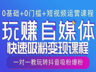 0基础+0门槛+短视频运营课程，玩赚自媒体快速吸粉变现课程，一对一教玩转抖音吸粉爆粉-立业有术