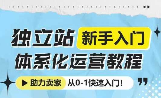 独立站新手入门体系化运营教程，助力独立站卖家从0-1快速入门!-立业有术