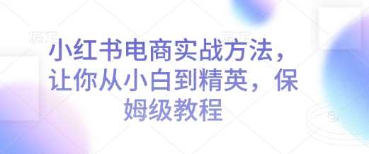 小红书电商实战方法，让你从小白到精英，保姆级教程-立业有术