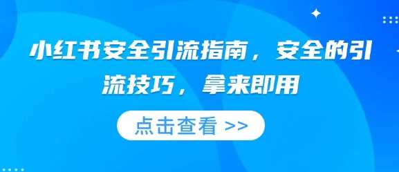 小红书安全引流指南，安全的引流技巧，拿来即用-立业有术
