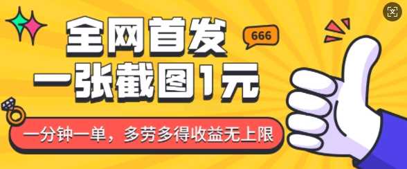 全网首发，一张截图1块钱，一分钟一单，多劳多得，收益无上限-立业有术
