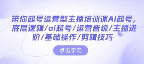 带你起号运营型主播培训课AI起号，底层逻辑/ai起号/运营晋级/主播进阶/基础操作/剪辑技巧-立业有术