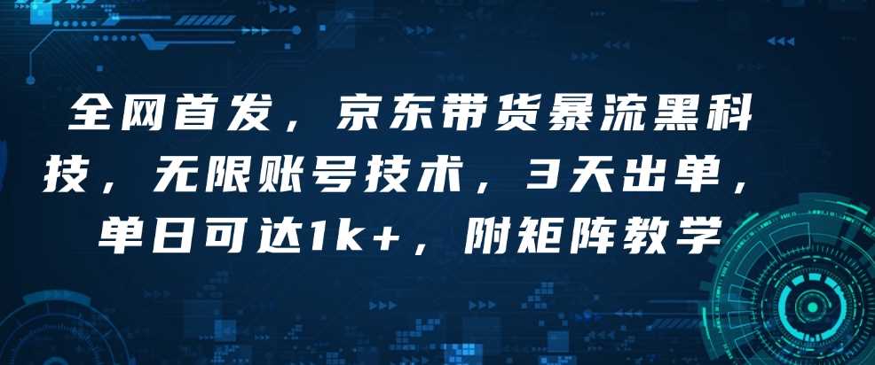 全网首发，京东带货暴流黑科技，无限账号技术，3天出单，单日可达1k+，附矩阵教学【揭秘】-立业有术