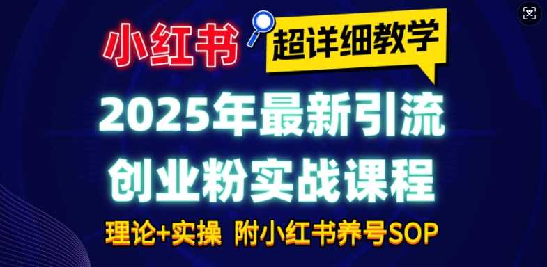 2025年最新小红书引流创业粉实战课程【超详细教学】小白轻松上手，月入1W+，附小红书养号SOP-立业有术