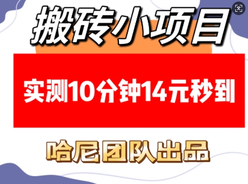 搬砖小项目，实测10分钟14元秒到，每天稳定几张(赠送必看稳定)-立业有术