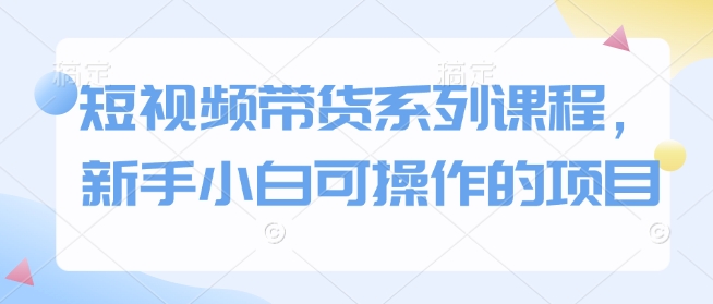 短视频带货系列课程，新手小白可操作的项目-立业有术
