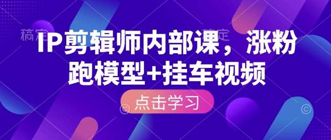 IP剪辑师内部课，涨粉跑模型+挂车视频-立业有术