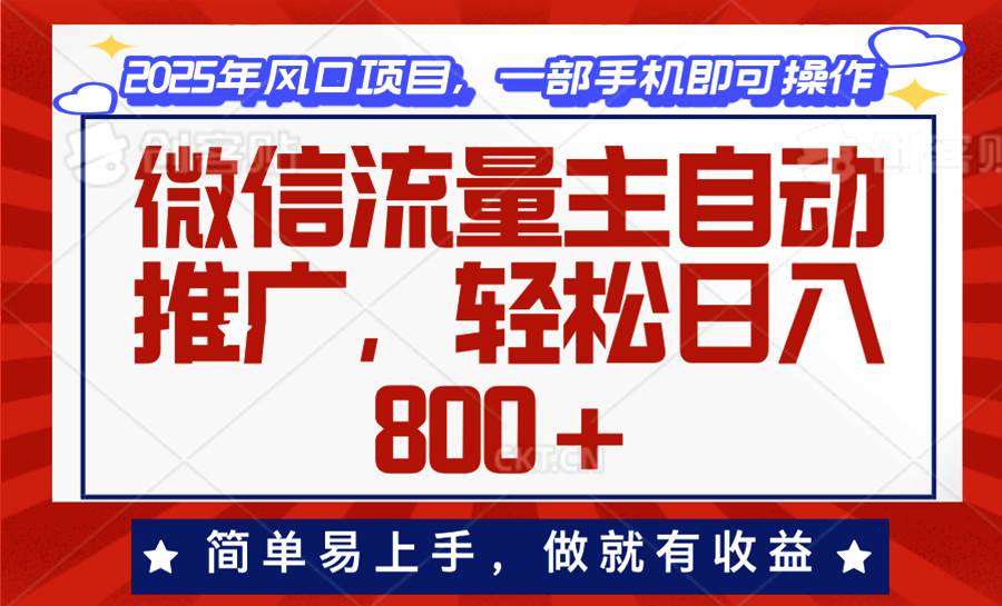 （13993期）微信流量主自动推广，轻松日入800+，简单易上手，做就有收益。-立业有术